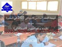 موعد نتيجة الصف السادس الابتدائي 2025 في البحيرة بالإسم ورقم الجلوس (الترم الثاني)