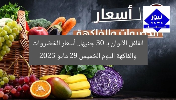 الفلفل الألوان بـ 30 جنيها.. أسعار الخضروات والفاكهة اليوم الخميس 29 مايو 2025
