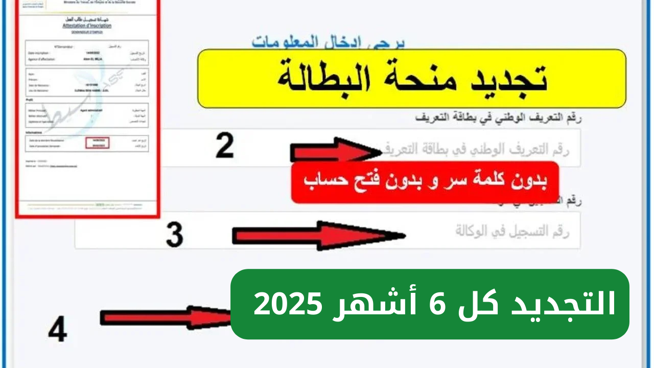 “تجديد منحة البطالة 2025 في الجزائر: بدون مغادرة المنزل تحديث فوري”  
[KEYWORDS_SECTION_START]  
تجديد منحة البطالة, الجزائر 2025, بدون مغادرة المنزل