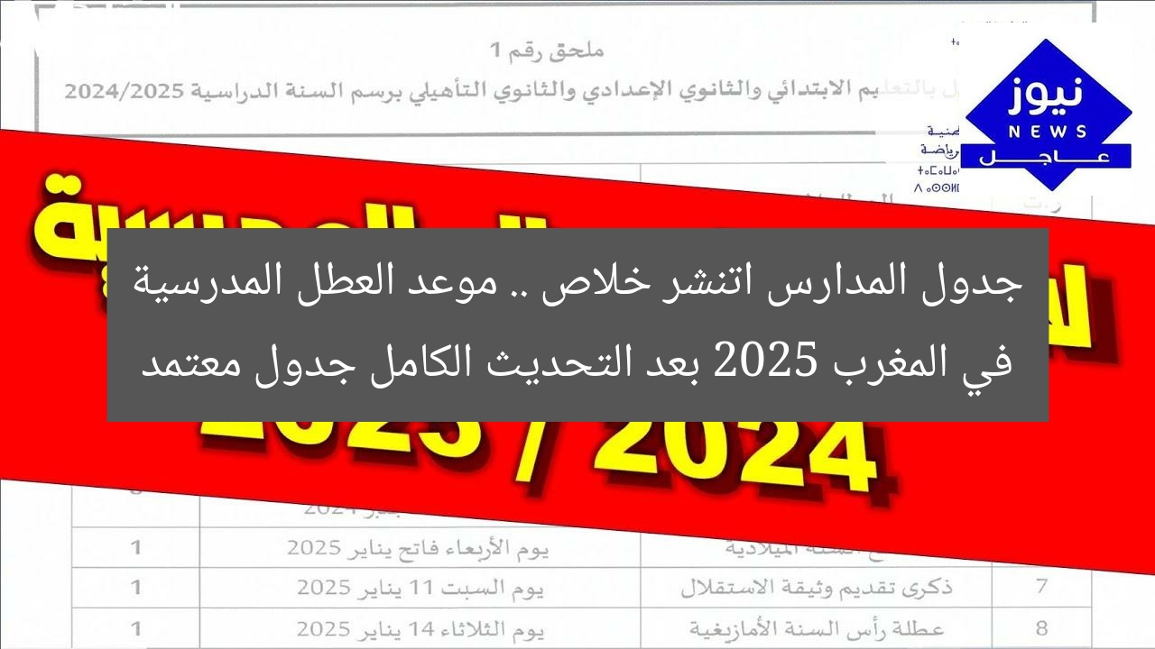 جدول المدارس اتنشر خلاص .. موعد العطل المدرسية في المغرب 2025 بعد التحديث الكامل جدول معتمد