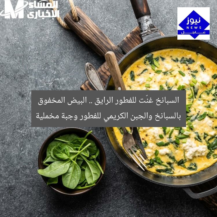 السبانخ غنّت للفطور الرايق .. البيض المخفوق بالسبانخ والجبن الكريمي للفطور وجبة مخملية