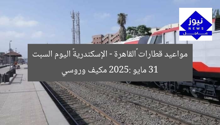 مواعيد قطارات «القاهرة – الإسكندرية» اليوم السبت 31 مايو 2025: مكيف وروسي