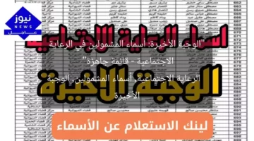 “الوجبة الأخيرة: أسماء المشمولين في الرعاية الاجتماعية – قائمة جاهزة”  
الرعاية الاجتماعية, أسماء المشمولين, الوجبة الأخيرة