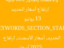[العنوان المعاد صياغته]  
ارتفاع أسعار الحديد والأسمنت يتجاوز 800 جنيه 13 يونيو 2025  

[KEYWORDS_SECTION_START]  
أسعار الحديد, أسعار الأسمنت, ارتفاع الأسعار