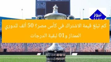 كم تبلغ قيمة الاشتراك في كأس مصر؟ 50 ألف للدوري الممتاز و10 لبقية الدرجات