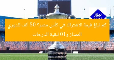 كم تبلغ قيمة الاشتراك في كأس مصر؟ 50 ألف للدوري الممتاز و10 لبقية الدرجات