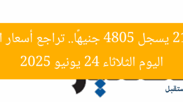 عيار 21 يسجل 4805 جنيهًا.. تراجع أسعار الذهب اليوم الثلاثاء 24 يونيو 2025