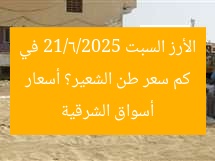 كم سعر طن الشعير؟ أسعار الأرز السبت 21/6/2025 في أسواق الشرقية