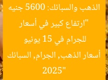 “ارتفاع كبير في أسعار الذهب والسبائك: 5600 جنيه للجرام في 15 يونيو 2025”
أسعار الذهب, الجرام, السبائك