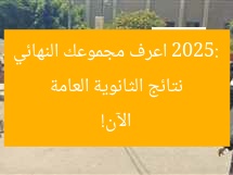 نتائج الثانوية العامة 2025: اعرف مجموعك النهائي الآن!