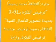 “1000 جنيه لترخيص الفكرة.. «الثقافة» تحدد رسومًا جديدة لتصوير وعرض الفنون”
ترخيص الفكرة, الثقافة, رسوم جديدة