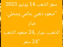 “صعود ذهبي عالمي ومحلي: سعر الذهب 14 يونيو 2025 عيار 24”
سعر الذهب, عيار 24, صعود الذهب