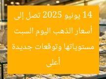 أسعار الذهب اليوم السبت 14 يونيو 2025 تصل إلى أعلى مستوياتها وتوقعات جديدة