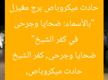 “بالأسماء: ضحايا وجرحى حادث ميكروباص برج مغيزل في كفر الشيخ”  
حادث ميكروباص, ضحايا وجرحى, كفر الشيخ