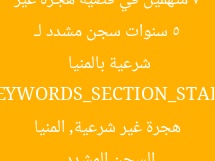5 سنوات سجن مشدد لـ 7 متهمين في قضية هجرة غير شرعية بالمنيا
[KEYWORDS_SECTION_START]
السجن المشدد, هجرة غير شرعية, المنيا