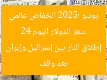 سعر الدولار اليوم 24 يونيو 2025: انخفاض عالمي بعد وقف إطلاق النار بين إسرائيل وإيران