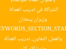 [العنوان المعاد صياغته]  
وزيران يبحثان الشراكة في تدريب العمالة  

[KEYWORDS_SECTION_START]  
وزيرا الإسكان والعمل, التعاون, تدريب العمالة