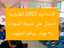 احصل على نتيجة الشهادة الإعدادية 2025 القليوبية بـ3 مواد.. برقم الجلوس