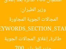 وزير الطيران: استقبال 700 طائرة بعد إغلاق المجالات الجوية المجاورة
[KEYWORDS_SECTION_START]
وزير الطيران, 700 طائرة, إغلاق المجالات الجوية