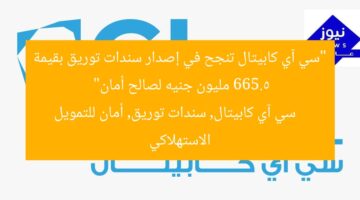 “سي آي كابيتال تنجح في إصدار سندات توريق بقيمة 665.5 مليون جنيه لصالح أمان”  
سي آي كابيتال, سندات توريق, أمان للتمويل الاستهلاكي