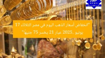 “انخفاض أسعار الذهب اليوم في مصر الثلاثاء 17 يونيو 2025.. عيار 21 يخسر 75 جنيهًا”