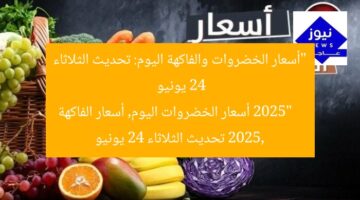“أسعار الخضروات والفاكهة اليوم: تحديث الثلاثاء 24 يونيو 2025”  
أسعار الخضروات اليوم, أسعار الفاكهة 2025, تحديث الثلاثاء 24 يونيو