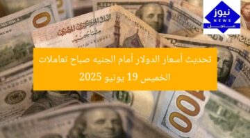 تحديث أسعار الدولار أمام الجنيه صباح تعاملات الخميس 19 يونيو 2025