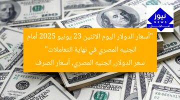 “أسعار الدولار اليوم الاثنين 23 يونيو 2025 أمام الجنيه المصري في نهاية التعاملات”  
سعر الدولار, الجنيه المصري, أسعار الصرف