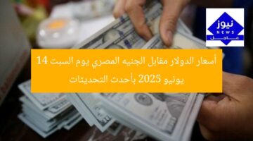 أسعار الدولار مقابل الجنيه المصري يوم السبت 14 يونيو 2025 بأحدث التحديثات