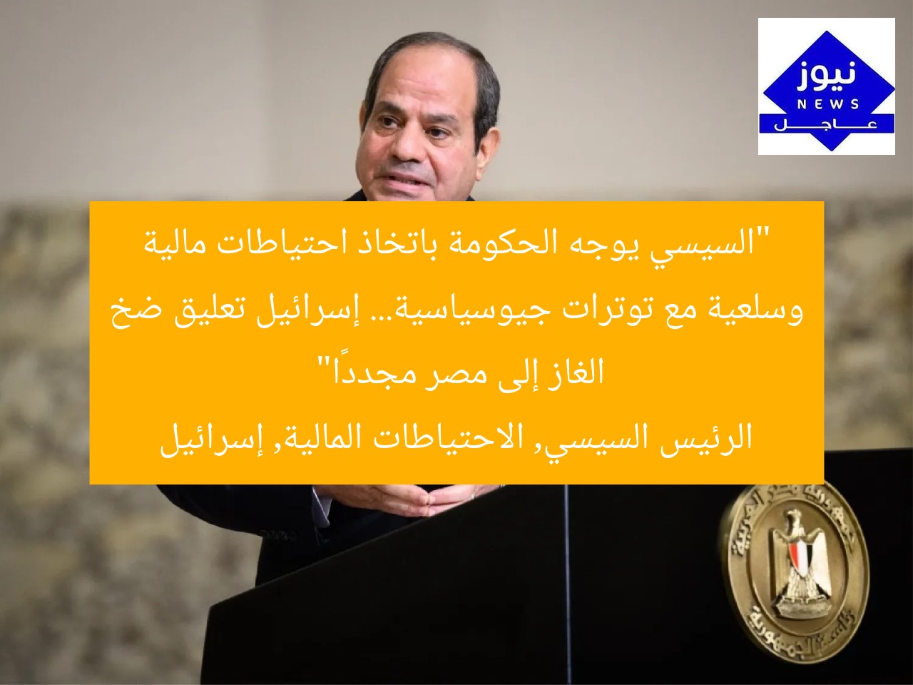 “السيسي يوجه الحكومة بالاحتياطات المالية والسلعية مع توترات جيوسياسية: إسرائيل تعلق ضخ الغاز لمصر”
الرئيس السيسي, الاحتياطات المالية, إسرائيل