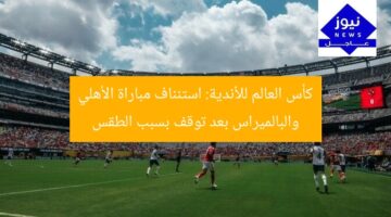 كأس العالم للأندية: استئناف مباراة الأهلي والبالميراس بعد توقف بسبب الطقس
