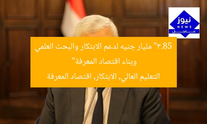 “3.85 مليار جنيه لدعم الابتكار والبحث العلمي وبناء اقتصاد المعرفة”
التعليم العالي, الابتكار, اقتصاد المعرفة