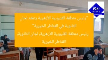 “رئيس منطقة القليوبية الأزهرية يتفقد لجان الثانوية في القناطر الخيرية”  
رئيس منطقة القليوبية الأزهرية, لجان الثانوية, القناطر الخيرية