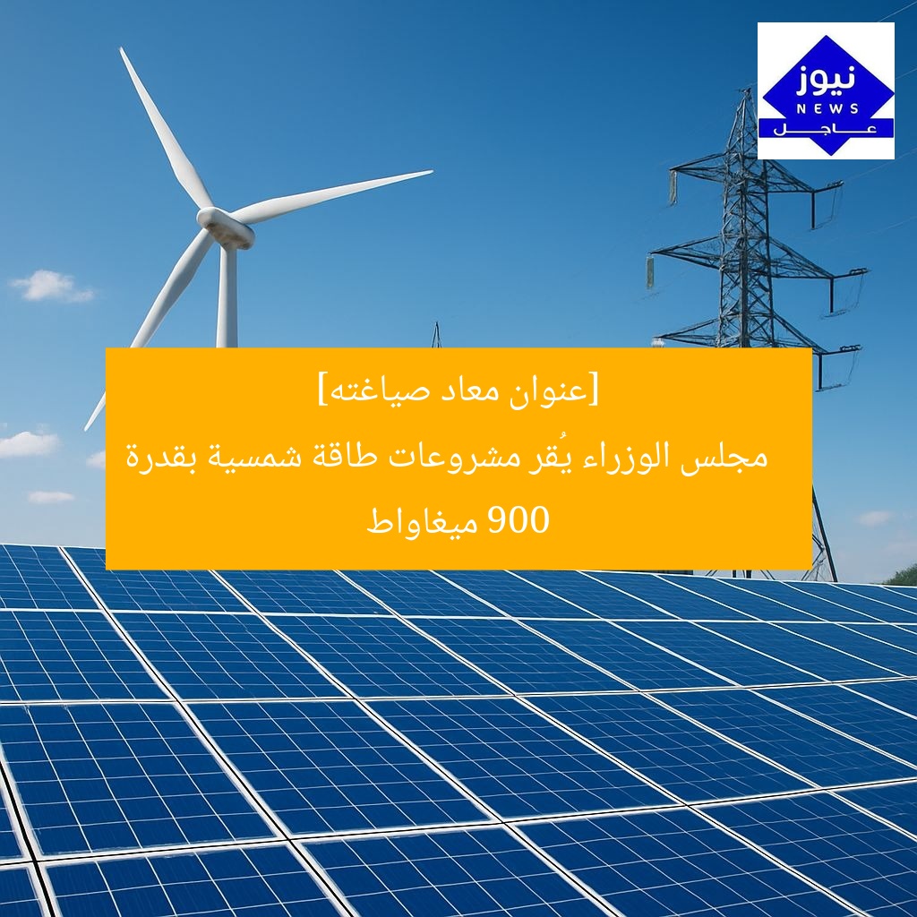 [عنوان معاد صياغته]  
مجلس الوزراء يُقر مشروعات طاقة شمسية بقدرة 900 ميغاواط