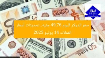 سعر الدولار اليوم 49.76 جنيه.. تحديثات أسعار العملات 14 يونيو 2025
