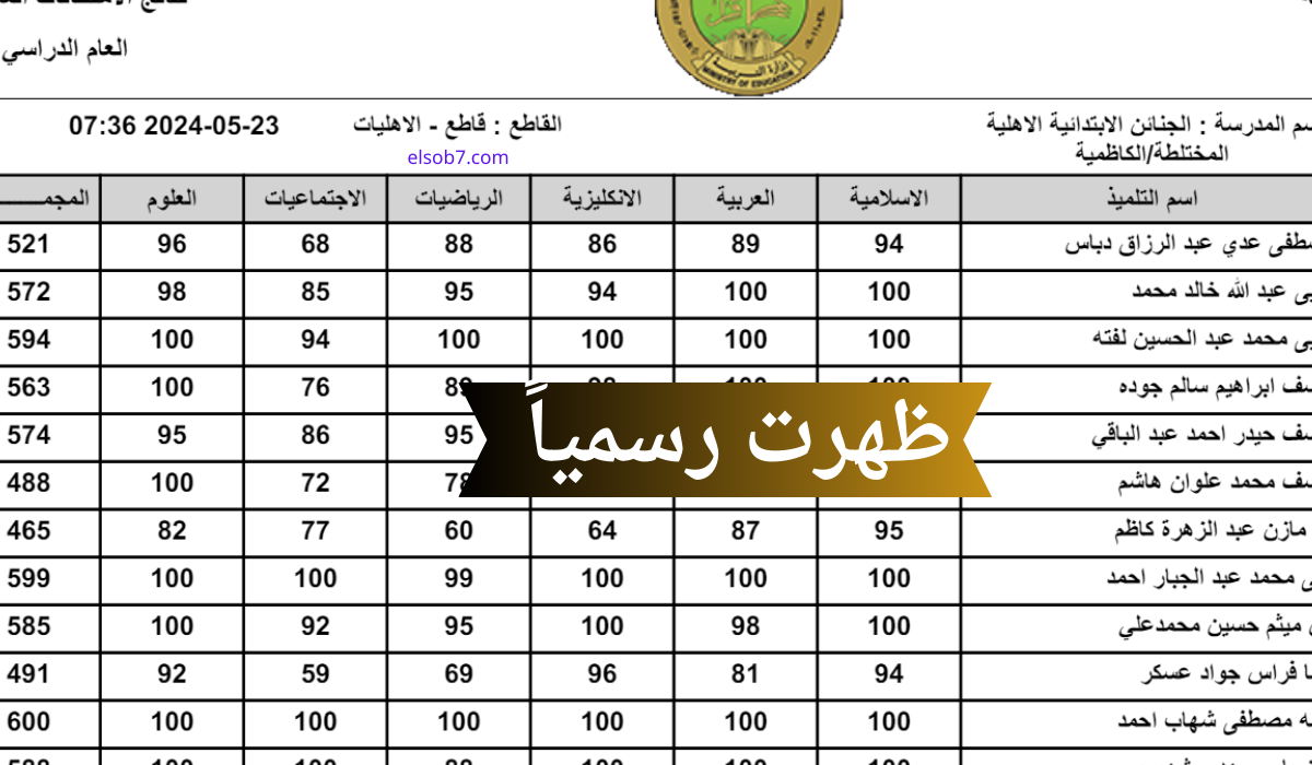 تابع محافظتك.. نتائج السادس الابتدائي العراق الدور الأول نجف-بابل-البصرة نتائج محلية