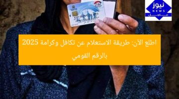 اطلع الآن: طريقة الاستعلام عن تكافل وكرامة 2025 بالرقم القومي