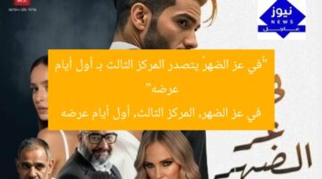 “«في عز الضهر» يتصدر المركز الثالث بـ أول أيام عرضه”  
في عز الضهر, المركز الثالث, أول أيام عرضه