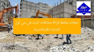 حملات مكثفة لإزالة مخالفات البناء في حي أول المنتزة بالإسكندرية