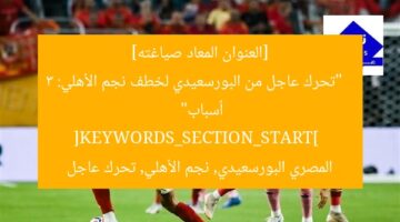 متحرك عاجل: المصري البورسعيدي يخطف نجم الأهلي