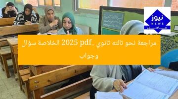 مراجعة نحو تالته ثانوي 2025 pdf.. الخلاصة سؤال وجواب