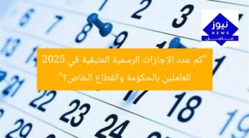 “كم عدد الإجازات الرسمية المتبقية في 2025 للعاملين بالحكومة والقطاع الخاص؟”