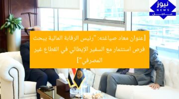 [عنوان معاد صياغته: “رئيس الرقابة المالية يبحث فرص استثمار مع السفير الإيطالي في القطاع غير المصرفي”]