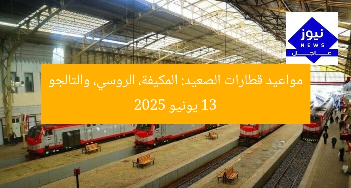 مواعيد قطارات الصعيد: المكيفة، الروسي، والتالجو 13 يونيو 2025