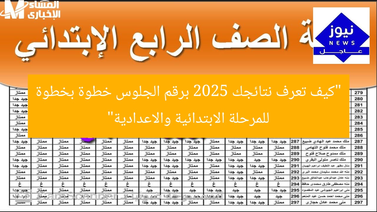 “كيف تعرف نتائجك 2025 برقم الجلوس خطوة بخطوة للمرحلة الابتدائية والاعدادية”
