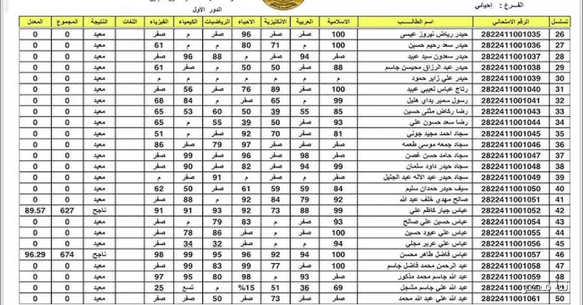 التحميل PDF.. رابط نتائج السادس الإعدادي 2025 الدور الثالث في العراق عبر موقع وزارة التربية