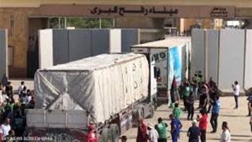 عاجل.. تحرك شاحنات القافلة الثامنة والتسعين من المساعدات الإنسانية من مصر إلى غزة
