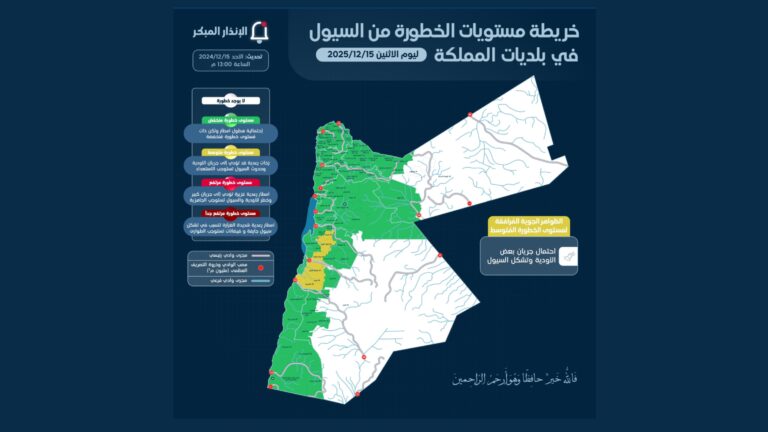 عاجل.. تحذير رسمي من سيول محتملة في الكرك والطفيلة ورفع مستوى الاستعداد البلدي