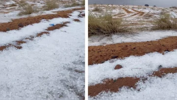 عاجل.. شاهد: النفود تتحول لقطعة من الجنة… البرد يرسم لوحة بيضاء ساحرة شمال حائل!