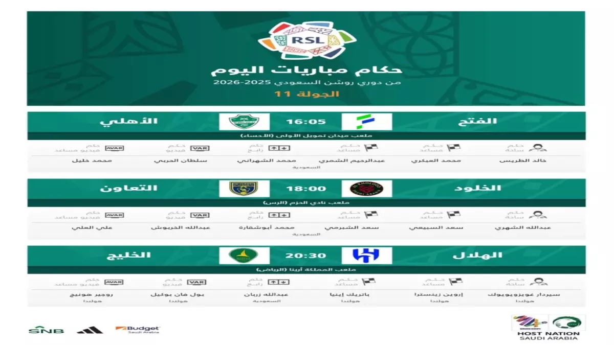 عاجل.. عاجل: الكشف عن حكام مباريات الجمعة الحاسمة – الأهلي والفتح، الهلال والخليج في مواجهات نارية!